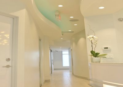 Modern white hallway at dental clinic