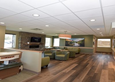 Play area next to large waiting room in dental office