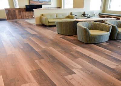 Hardwood floors in large dental office waiting room