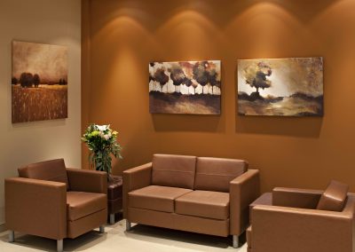 Brown interior styling in waiting room