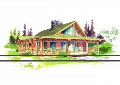 Sketch of A-frame cabin inspired home