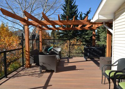 Backyard balcony with seating area