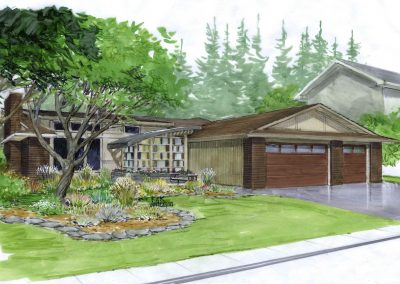 Exterior sketch of modern bungalow renovation