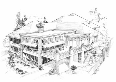 Exterior residential sketch of two storey home in Calgary