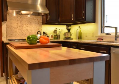 Moveable wooden countertop kitchen island