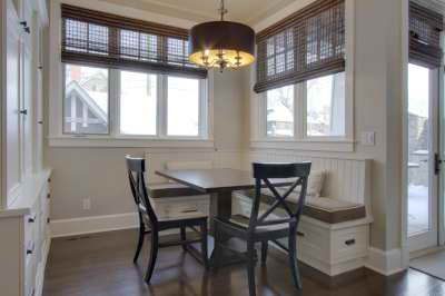 Kitchen nook with seating bench and kitchen table