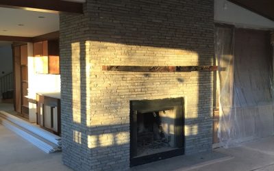 Fireplace stone is in place