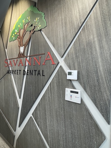Savanna reception logo Custom wooden office cubicles