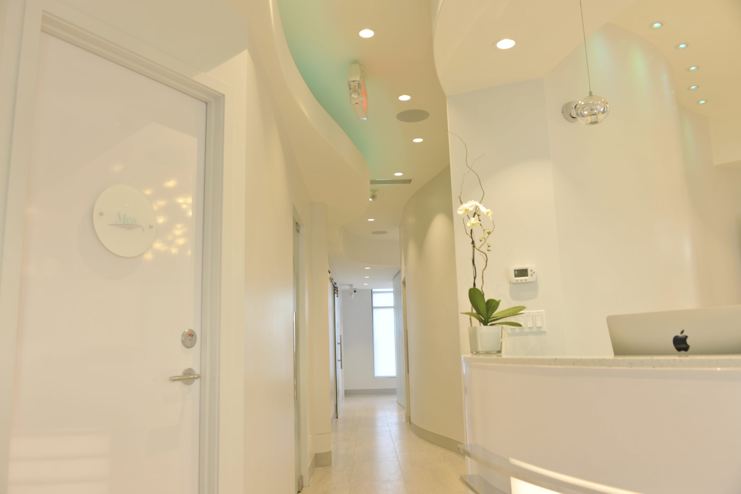 Natural lighting coming through dental clinic hallway