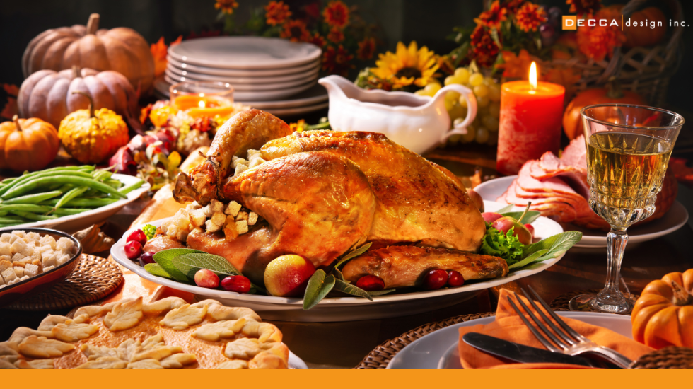 Thanksgiving table setting in a warm, inviting dining room designed for family gatherings